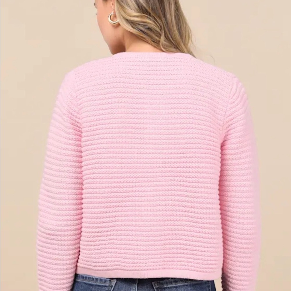 Lulu's Pink Ribbed Button-Up Cardigan - Picture 2 of 5